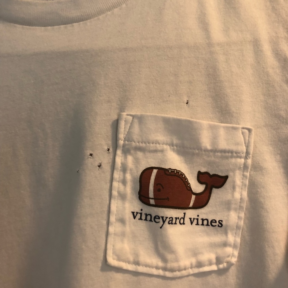 Vineyard Vines White Long Sleeve Tee with Brown Whale - Picture 3 of 6